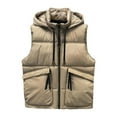 thumbnail image 3 of Zedker Men's Lightweight Sleeveless Puffer Vest with Hood Water-Resistant Outdoor Vest Jacket with Pockets Brown XL, 3 of 6