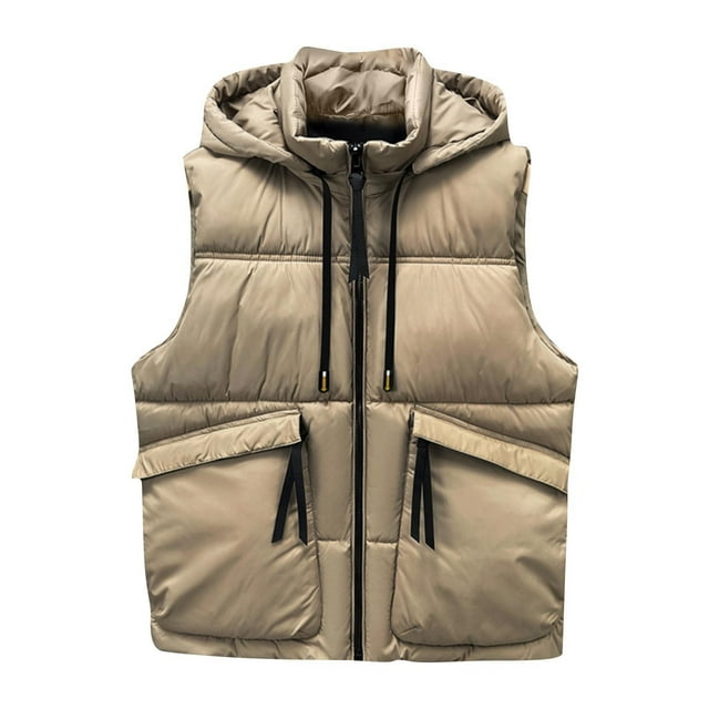 Men's Solid Color Fashion Zipper with Pockets Sleeveless Vest Top Jacket