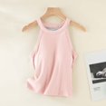 thumbnail image 4 of Women Halter Crop Tank Top with Built-in Padded Cups, Breathable Mesh Liner Sleeveless Camisole Pink-A L(L), 4 of 6