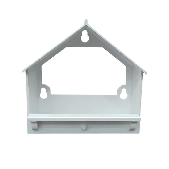 Bird Food Dispenser With Hanging Holes Suction Cup And Pole Mount 16 cm x 15 cm x 8 cm White Plastic Outdoor Window Feeder