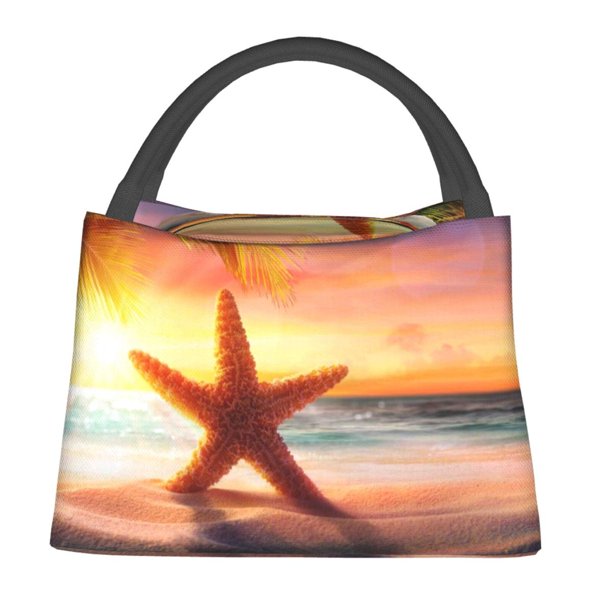 Balery Starfish Sunset Sea Beach Bolsa de Aislamiento Portátil – Bolsa de Almuerzo con Forro de Aluminio Mejorado, Funda Impermeable y Fácil de Limpiar para Picnic y Caja de Almuerzo