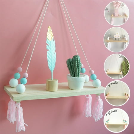 Display Wall Hanging Shelf Swing Rope Floating Shelves Home Decor for Kids,Girls Bedroom Decoration (Best Rope To Hang Self With)