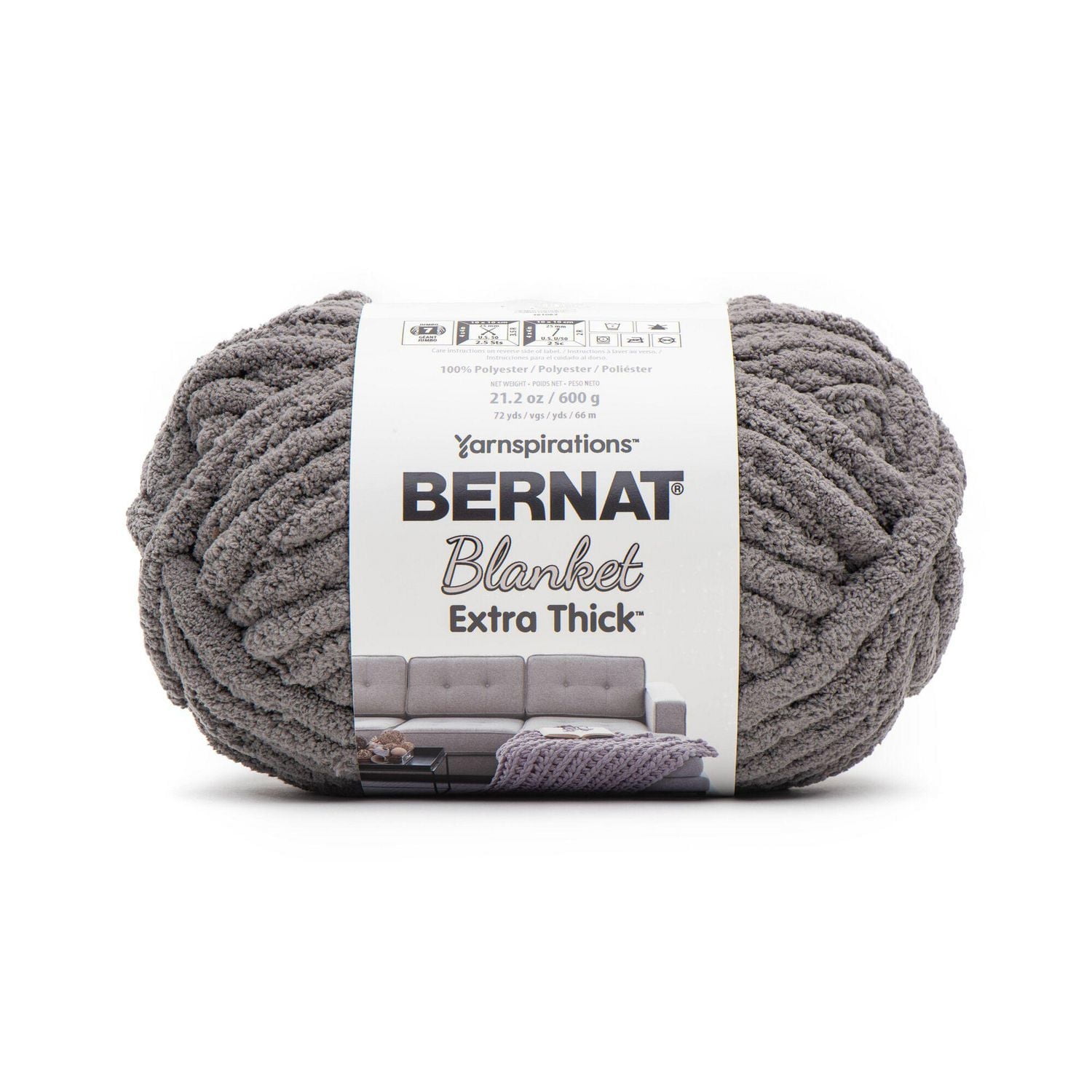 Bernat® Blanket Extra Thick™ #7 Jumbo Polyester Yarn, Dark Gray 21.2oz/600g 72 Yards
