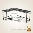 thumbnail image 3 of Costway L-shaped Gaming Desk Computer Desk with CPU Stand Power Outlets Black, 3 of 10