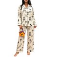 thumbnail image 2 of BOOMNY Halloween Womens Pajama Sets 2 Peice Pjs Set for Women Hallowmas Pumpkin Ghost Graphic Long Sleeve Buttons Sleepwear Tops Pants Cozy Homewear Loungewear Sets, 2 of 6