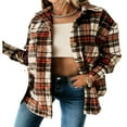 thumbnail image 1 of Women‘s Casual Lapel Plaid Long Sleeve Button Down Shacket Shirts Jacket Coat, 1 of 6
