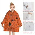 thumbnail image 6 of Halloween Glowing Spider Web Pattern Blanket Hoodies for Kids 6-13YR Oversize Wearable Blanket Hoodies for Boys Girls Teens, 6 of 7