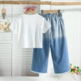 thumbnail image 5 of Sets for Girls Three-Dimensional Gradient Pullover T Shirts and Wide Leg Denim Pants Girls Outfits Size 2-9, 5 of 7