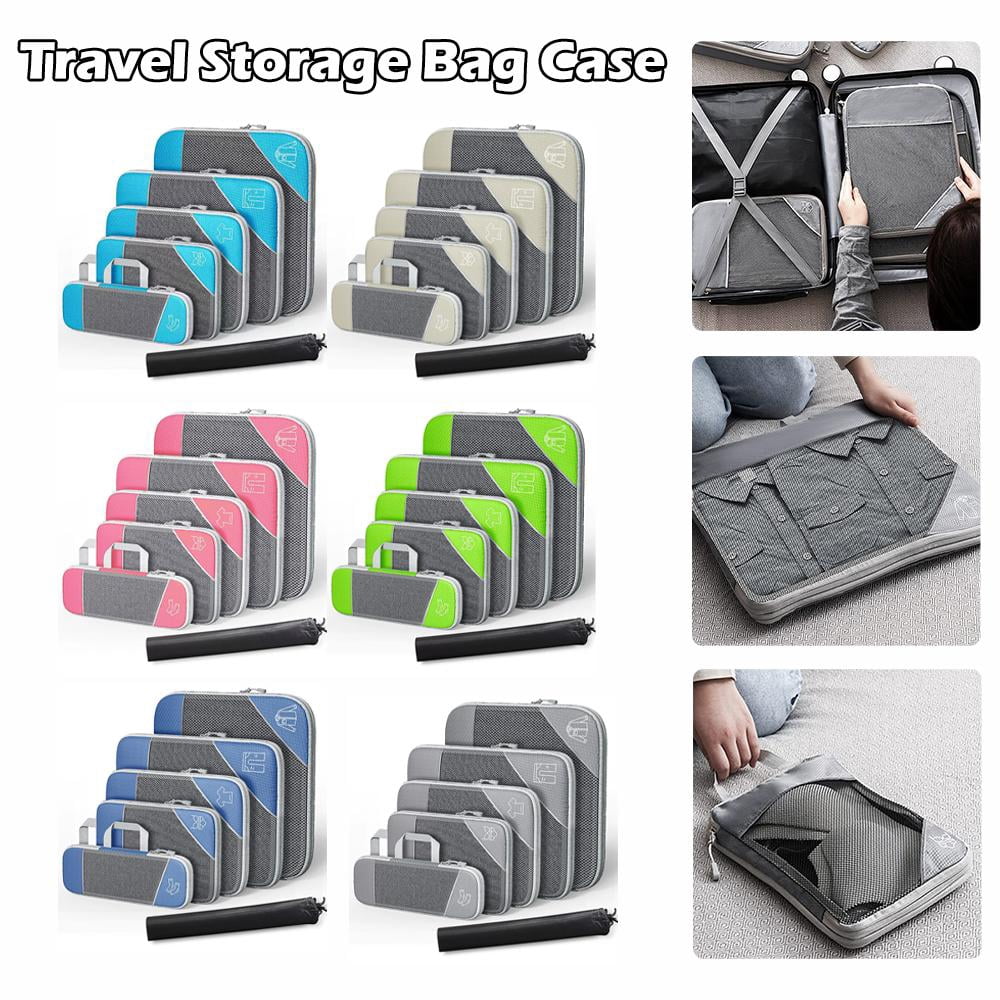 QHUDLV Compression Packing Cubes for Travel, Compressible Space-Saving Packing Cubes, Luggage Organizer, Travel Essentials for Women