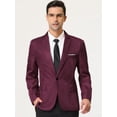 thumbnail image 2 of Blazer de hombre Slim Fit Blazer de un solo botón Traje de baile de graduación Abrigo deportivo borgoña XL, 2 of 6