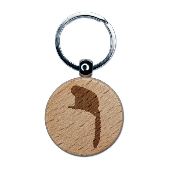 Squirrel Monkey Solid Round Keychain Charm Tag - Engraved Wood
