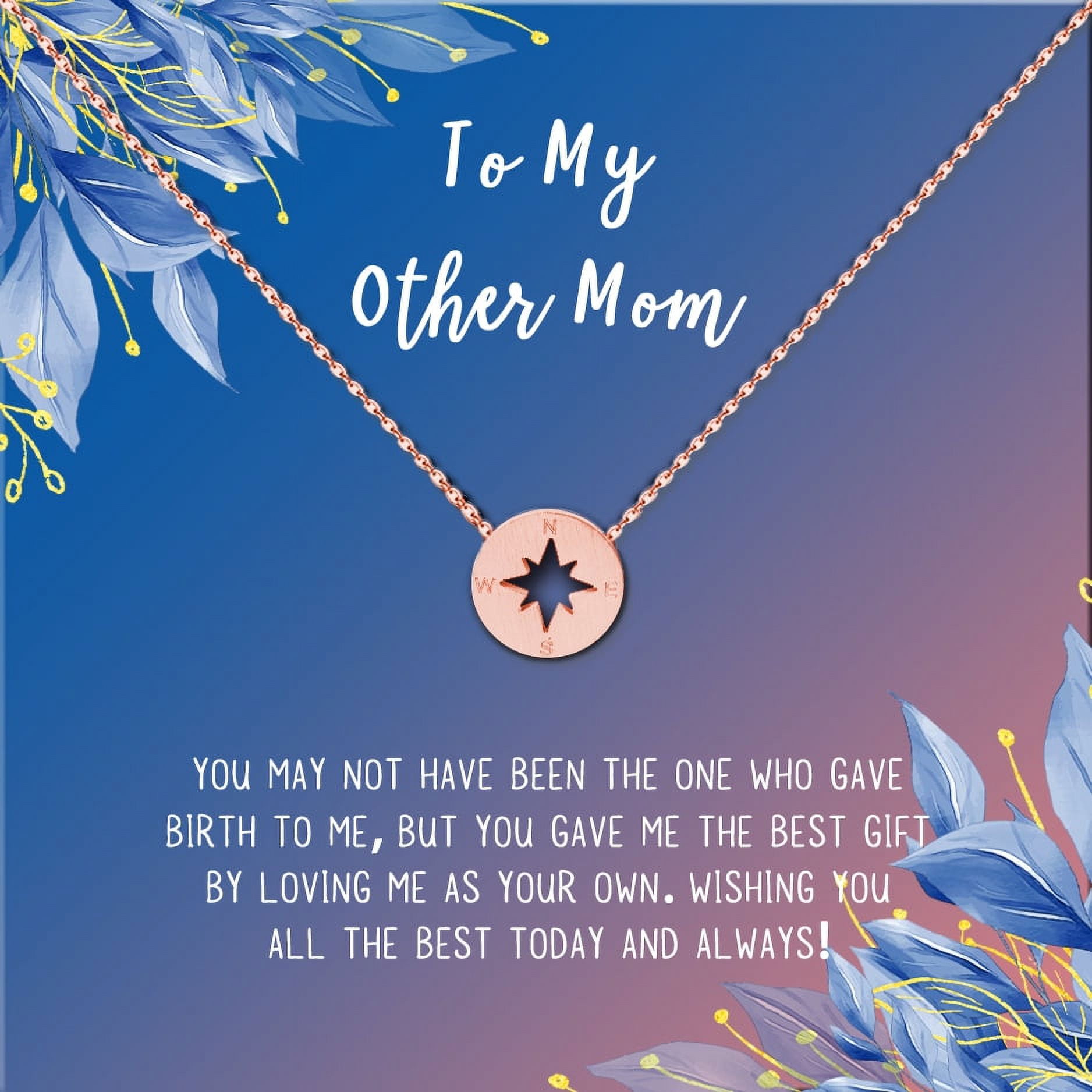 Rose Gold Compass Necklace Mother's Day Gift for Mom - Jewelry Gift for Mom - Mother's Day Pendant Present - Christmas Card and Necklace Set - Ships Next Day!