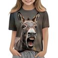 thumbnail image 2 of Xdegoge Tween Boys Girls 3D Donkey Graphic T-Shirts Funny Animal Print Short Sleeve Crewneck Novelty Tees Summer Casual Tops, Size 11-12, 2 of 8