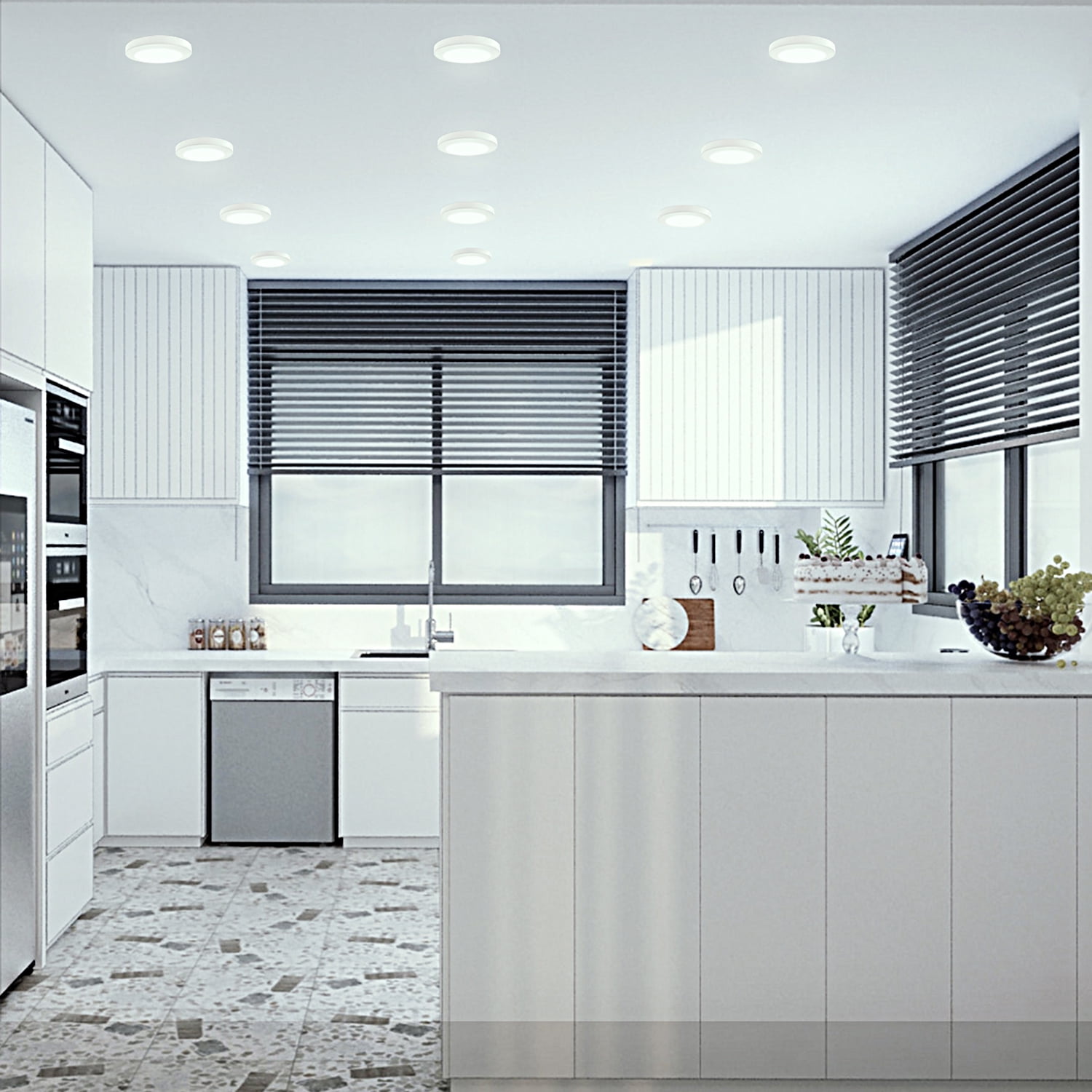7.5in 12W White LED Flush Mount Ceiling Disk Light