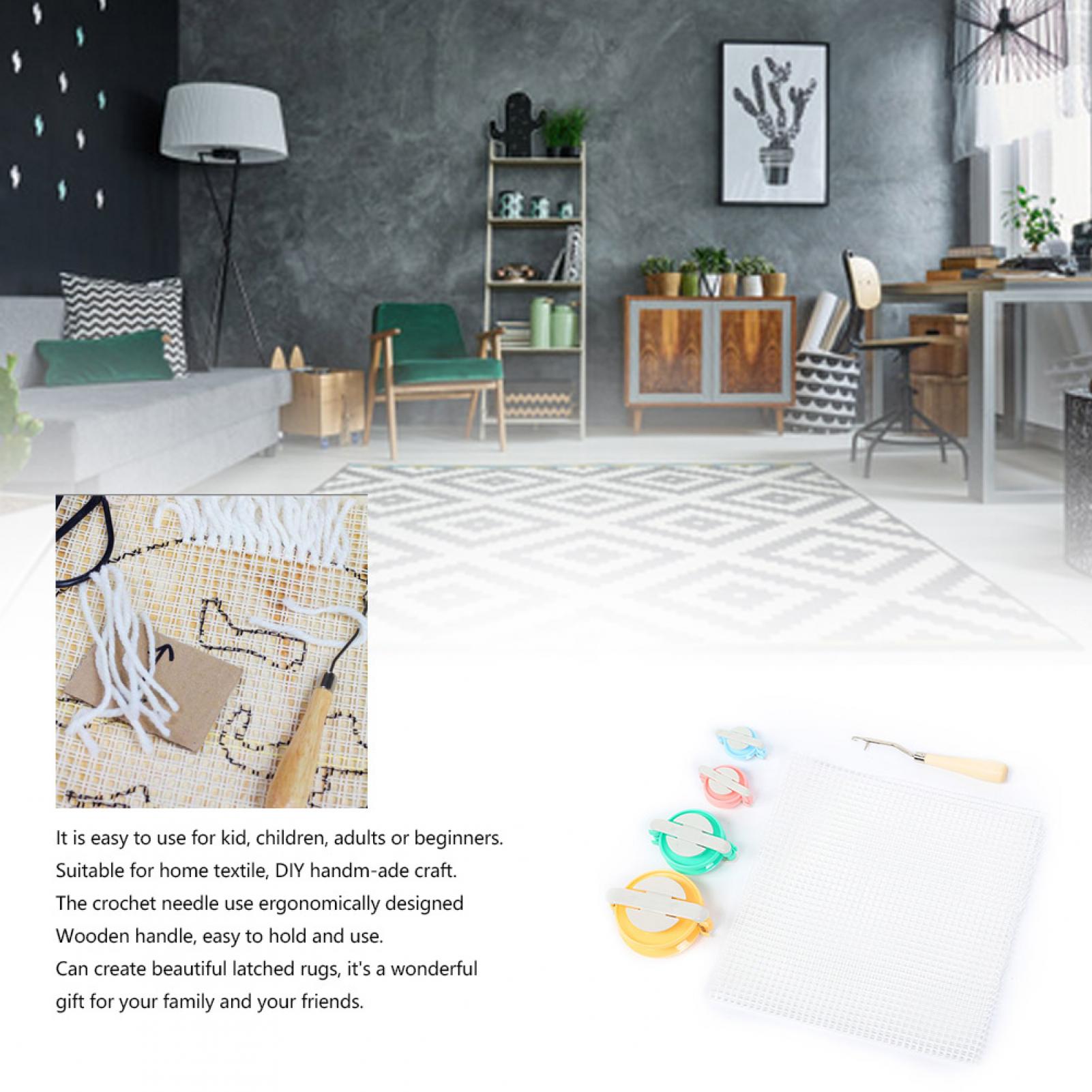 LHCER DIY Blank Rug Weaving Knitting Latch Hook Crochet Needle for Rug Making Carpet Kit, Making Carpet Kit, Latch Hook Rug Making