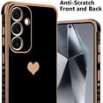 thumbnail image 4 of Compatible with Samsung S24 5G Case for Women Girl, Plating Edge Cute Love Heart Soft TPU Bumper with 4 Corners Shockproof Protection Phone Case Cover for Galaxy S24 5G(Black), 4 of 12