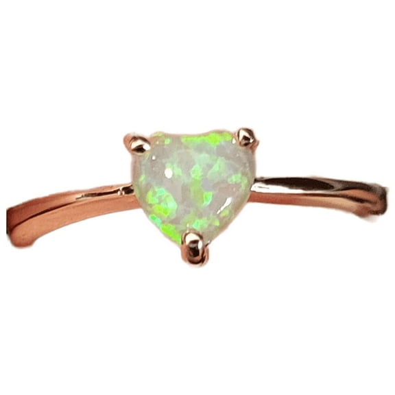 Heart Green Opal Rose Gold Ring Size 8 HGORGRS8