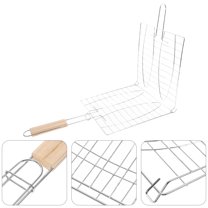 CIMAXIC BBQ Fish Grilling Rack Stainless Steel Black 1Pc