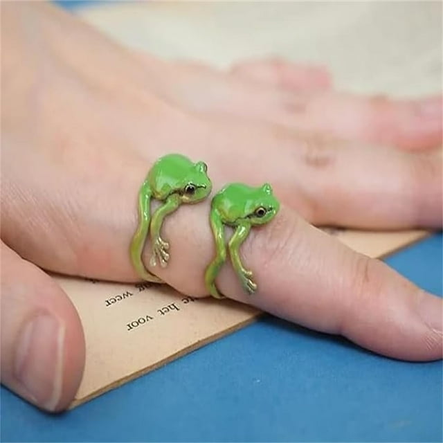 Anillo de rana arborícola, anillo de rana arborícola para mujer, anillo de rana abierto ajustable, pendientes de rana para mujer, anillos, anillos