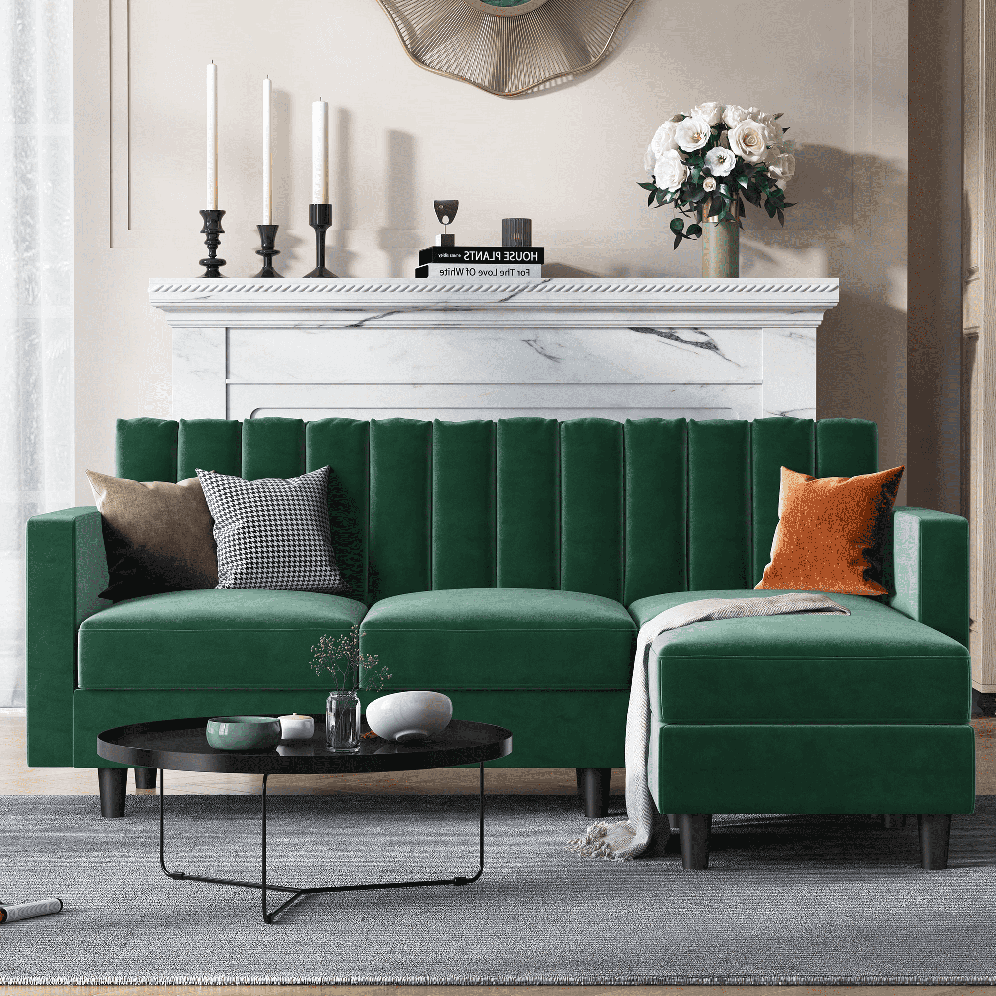 Green Velvet Sectional Sofa | Cabinets Matttroy