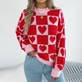 thumbnail image 2 of Weiqiqre Womens Fall Sweaters Checkered Holiday Oversized Sweater Cute Plaid Print Crewneck Knit Puff Sleeve Chunky Jumpers, 2 of 8