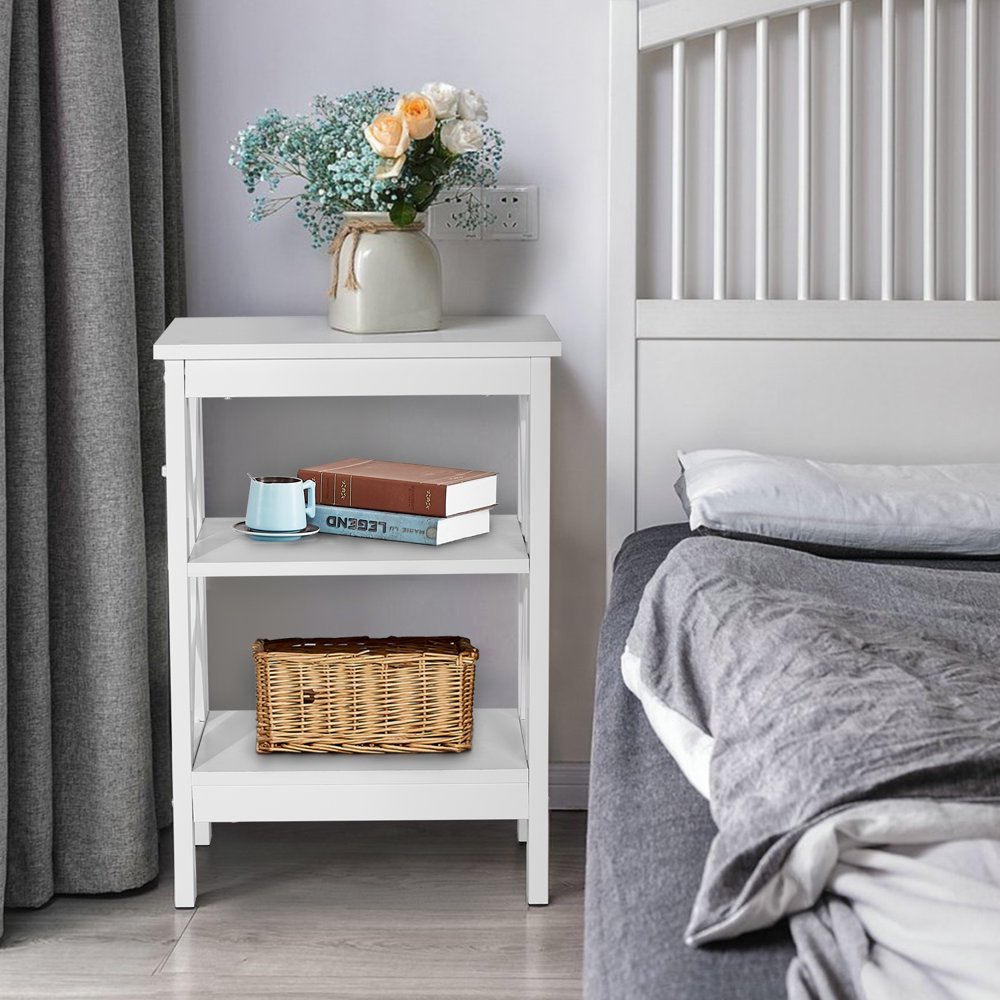VECELO 3Tier Nightstand End Table Beside Coffee Table Home Furniture