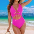 thumbnail image 5 of Women's One Piece Swimsuit Sexy Bikini with Padded Cups Wire Free Swimsuit for Beach Pool,Hot Pink,M, 5 of 8