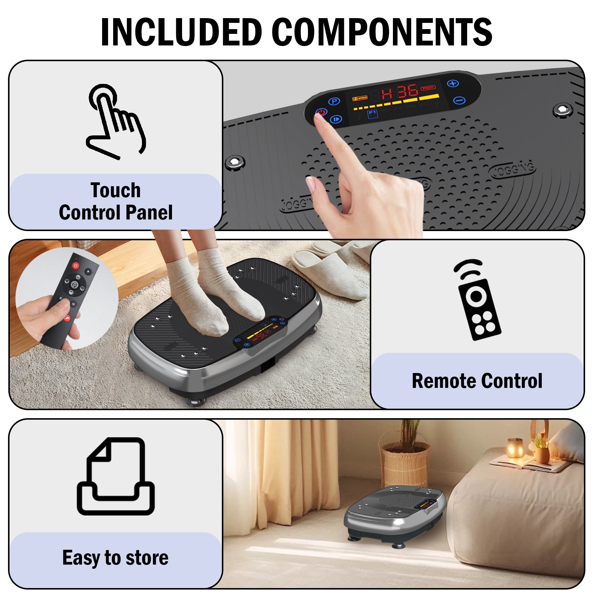 SLIMKEEPER Vibration Plate Exercise Machine for Home Fitness & Whole Body Workout, 330 Lbs Capacity, with 2 Loops, 5 Resistance Bands & Remote Control