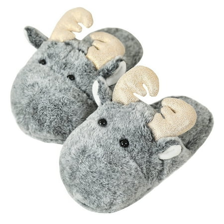 

1 Pair of Christmas Elk Winter Slippers Indoor Slippers Slippers (Grey)