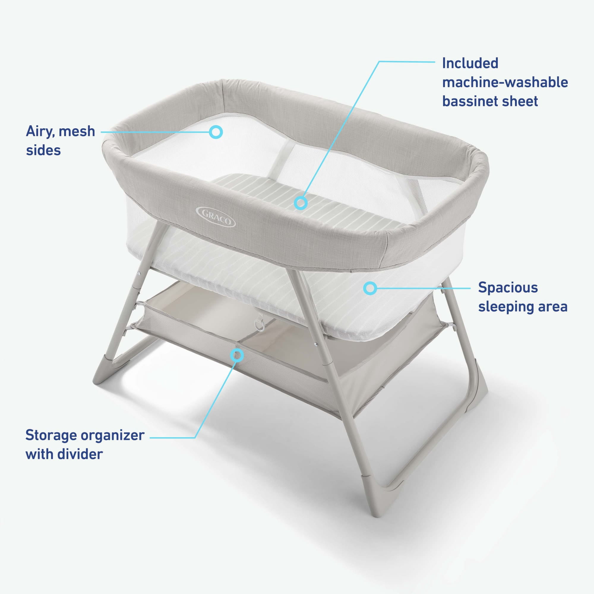 Graco DreamMore Bedside Infant Bassinet, Willow