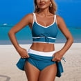 thumbnail image 2 of GEWSEY High Waisted Sporty Bikini Sets for Women Ruched Lace Up Bikini Tops & Swim Skirts 2 Piece Bathing Suits Swimsuit (Navy, L), 2 of 7