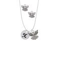 thumbnail image 2 of Delight Jewelry Silvertone Large Script Letter - X - 3/4'' Disc - Silver tone Guardian Angel Charm Necklace and Stud Earrings, 2 of 4