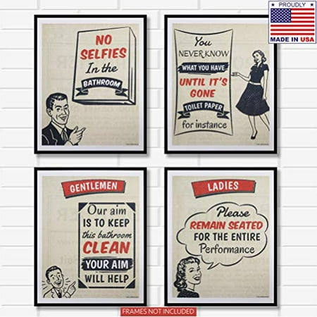 Funny Bathroom Decor Pictures Set Of 4 Unframed Art Prints Signs With Sayings Vintage Rustic Bathroom Quotes Decorations Restroom Wall Decor Posters Ideal For Any House Apartment Or Farmhouse Walmart Canada