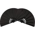 thumbnail image 2 of 20 Piezas Gran Ventilador Plegable Tela de Nylon Ventilador Plegable de Mano Tai Fan Decoración Negro Fold Fan de Mano para Fiesta Favores, 2 of 9