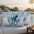 thumbnail image 2 of Outdoor Pillow Cover Octopus Set of 2 Waterproof Throw Pillowcases Blue Starfish Shell Coral Decorative Patio Furniture Pillows for Couch Garden Indoor & Outdoor Use, 2 of 9