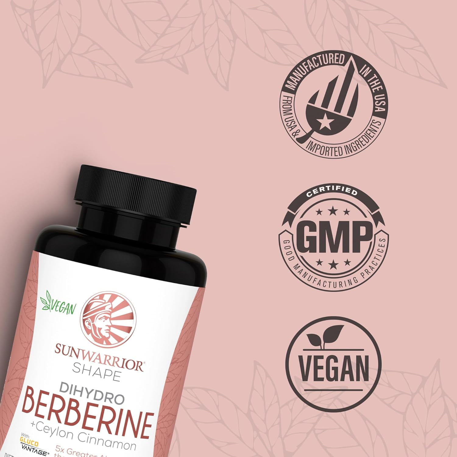 Sunwarrior Berberine with Ceylon Cinnamon Dietary Supplements, 60 Vegan Capsules