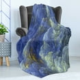 thumbnail image 4 of Fractal Soft Flannel Fleece Throw Blanket, Trippy Hazy Fantasy Shapes with Blurry Effects Mystic Plasma Pattern, Cozy Plush for Indoor and Outdoor Use, 70" x 90", Blue Pale Yellow, by Ambesonne, 4 of 5