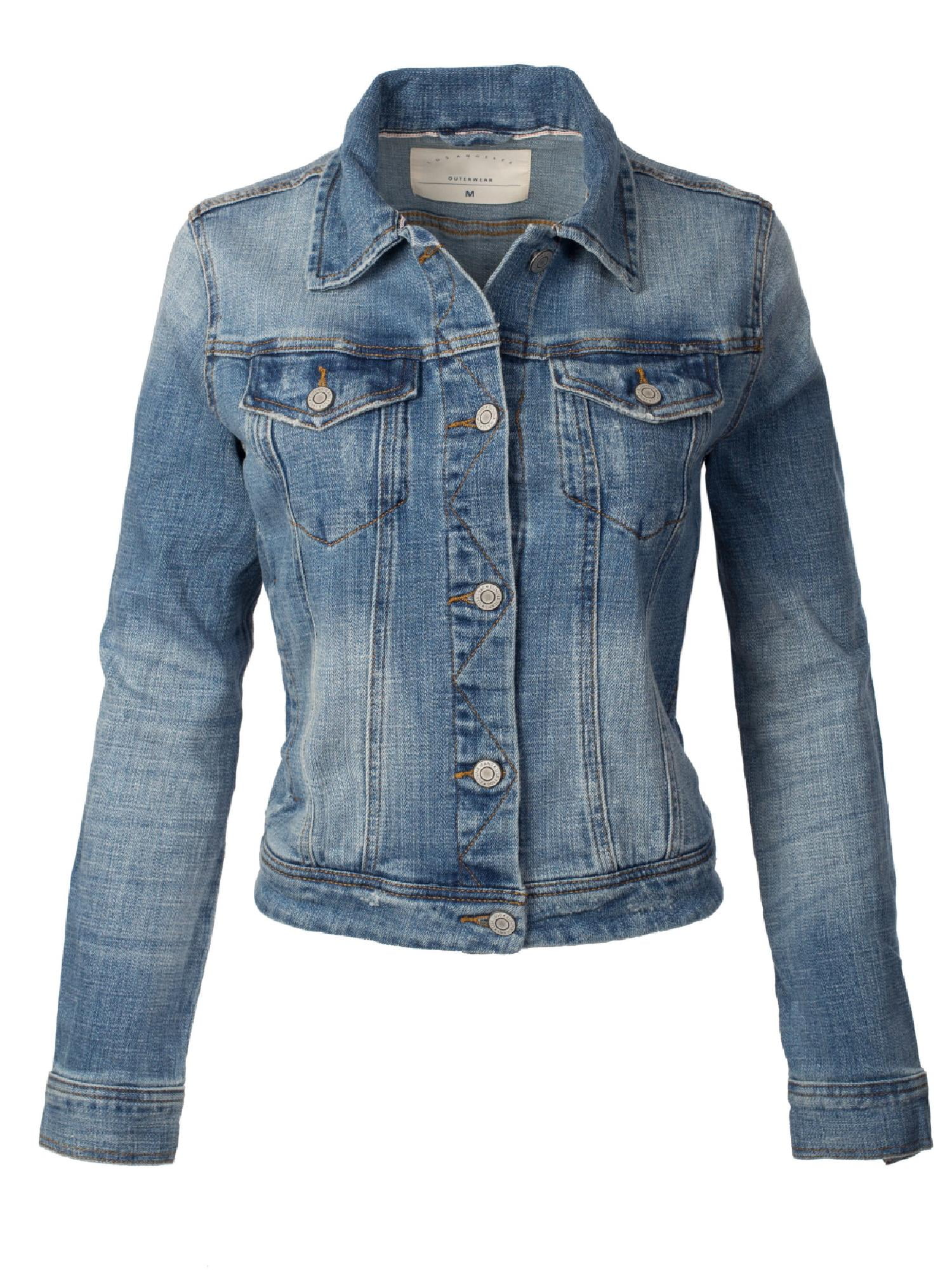 Made by Olivia Women's Classic Casual Vintage Denim Jean Jacket ...