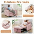 thumbnail image 3 of Dinosisco 3-in-1 Convertible Chair Bed, Sleeper Chair Lounge Chair Indoor, Modern Single Pull Out Couch for Living Room, Pink Velvet, 3 of 10