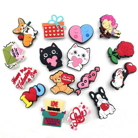 

16 Pcs Valentine s Day Croc Charms for Cartoon Shoe Sandals Decorations for Boys Girls Teens Men Women Adults Party Favo