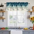 thumbnail image 2 of 2 Pack Peacock Feather Valance for Window Teal Blue Green Leaf Abstract Kitchen Valance Rod Pocket Short Curtain Topper Decorative Window Treatment for Living Room Bedroom 42"x18", 2 of 8