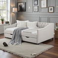 thumbnail image 3 of Tcbosik Full Size Upholstered Daybed with 2 Storage Drawers, Linen Fabric Sofa Bed, Wood Slats Support, No Box Spring Needed, Beige, 3 of 10