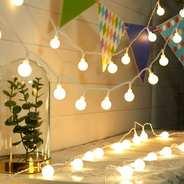 walmart.com | Mainstays Indoor 50-Count LED Globe Lights, with Frosted White G20 Globes, UL-Adaptor, 4.5 Volts
