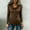 Brown, variant on Womens Green Ribbed Cowl Neck Long Sleeve Top, Stretchy Pull-On Cinched Waist with Metal Ring Casual Business Top,Size 2XL