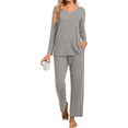 thumbnail image 4 of SOMER 2 Piece Fall Women Pajama Sets Long Sleeve Cotton Causal Pj Set Ladies Lounge Set with Pockets, 4 of 6