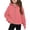 Watermelon Red, variant on UDAUDU Girls' Hoodies Sweatshirts Full Zipper Pullover Crop Tops for Teen Girls Long Sleeve Sweater Thumb Hole with Pocket Dark Gray 9-10 Years