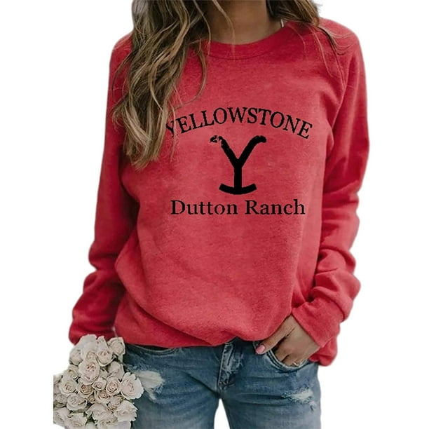 New Women's Yellowstone Dutton Ranch Printed Sweatshirts Round