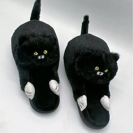 

QWZNDZGR Drop Shipping Cuddle Cat Slippers Women s Indoor Animal Mules Girl Kawaii Fluff Kitty Slides Slippers Hug Footsie Kitten Slipper