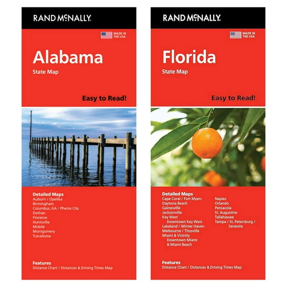 Rand McNally State Maps: Alabama and Florida (2 Maps)