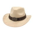 thumbnail image 2 of Sombrero de vaquero moda cálido sombrero de protección ar para montar fijación temática de senderismo Beige, 2 of 8
